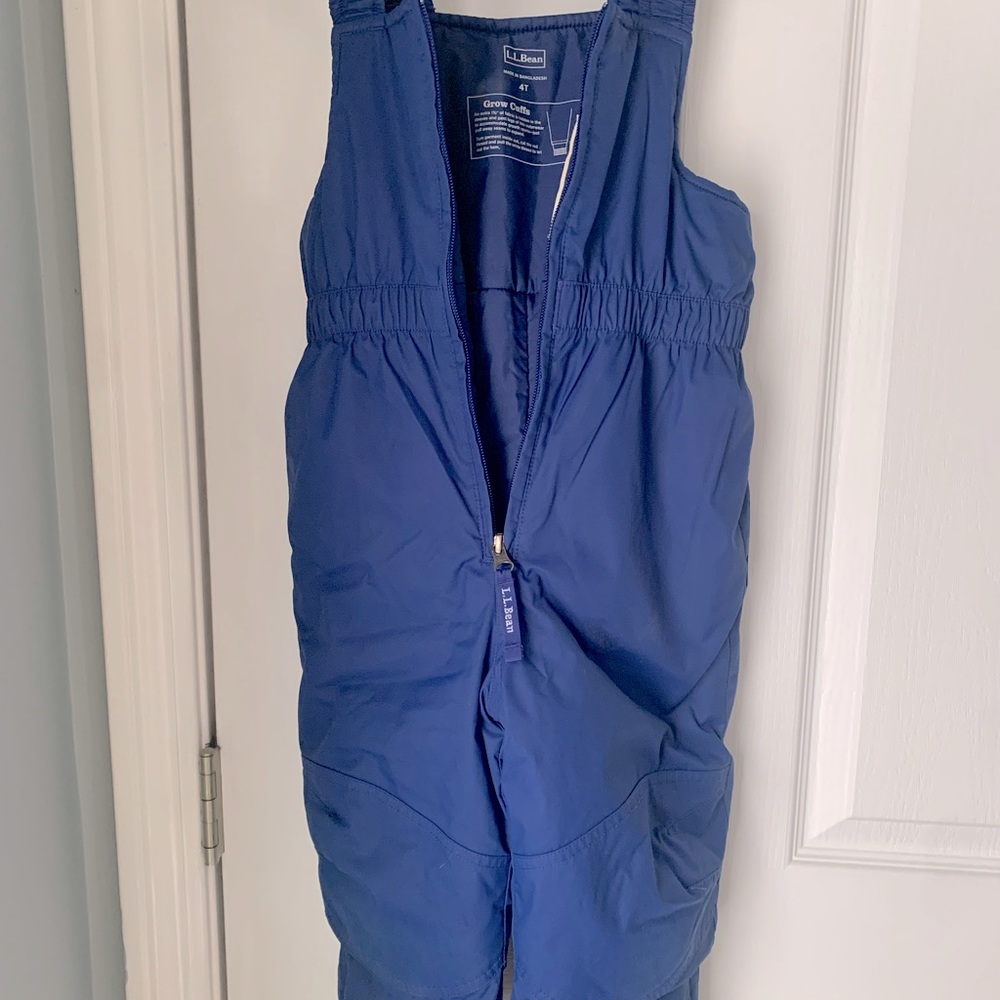 LL Bean Kids 4T Bib Snowpants - Blue, Excellent Condition